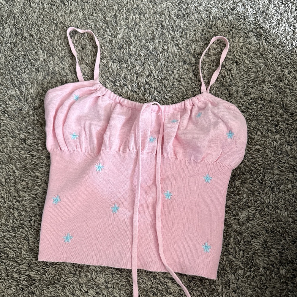 Blue Blush Pink Knit Top